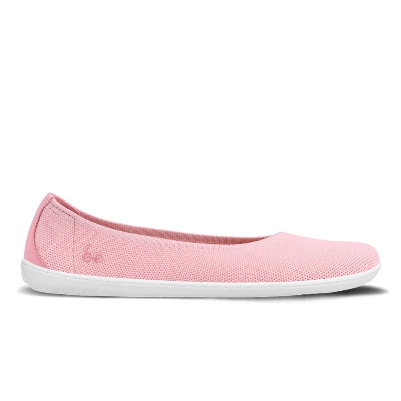 A photo of Light Pink Be Lenka Delight knitted flats with white soles. Right shoe is shown facing right against a white background. #color_light-pink