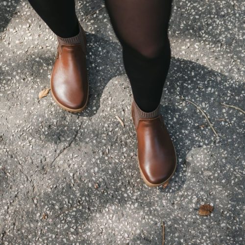 be lenka mojo dark brown top down styled on foot