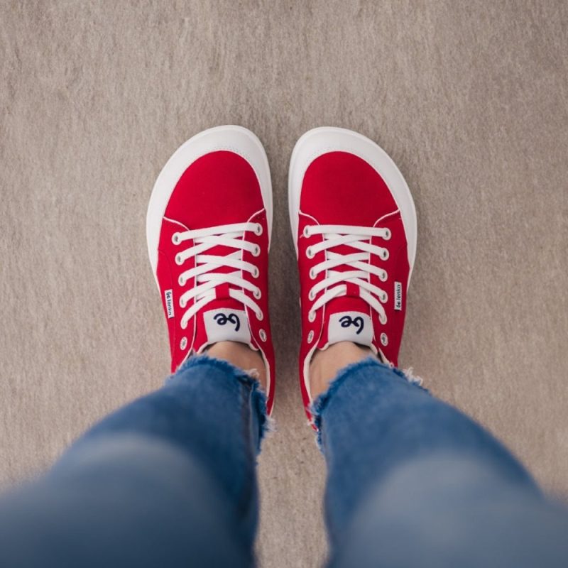 be lenka rebound red white top down styled on foot