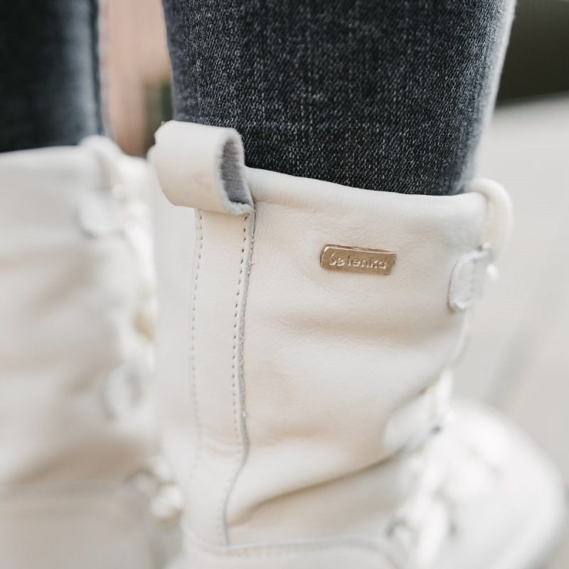 be lenka snowfox pearl white back detail styled on foot