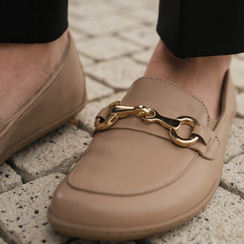 be lenka viva latte brown buckle detail styled on foot