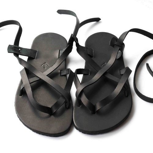 laboo leather sandals black front