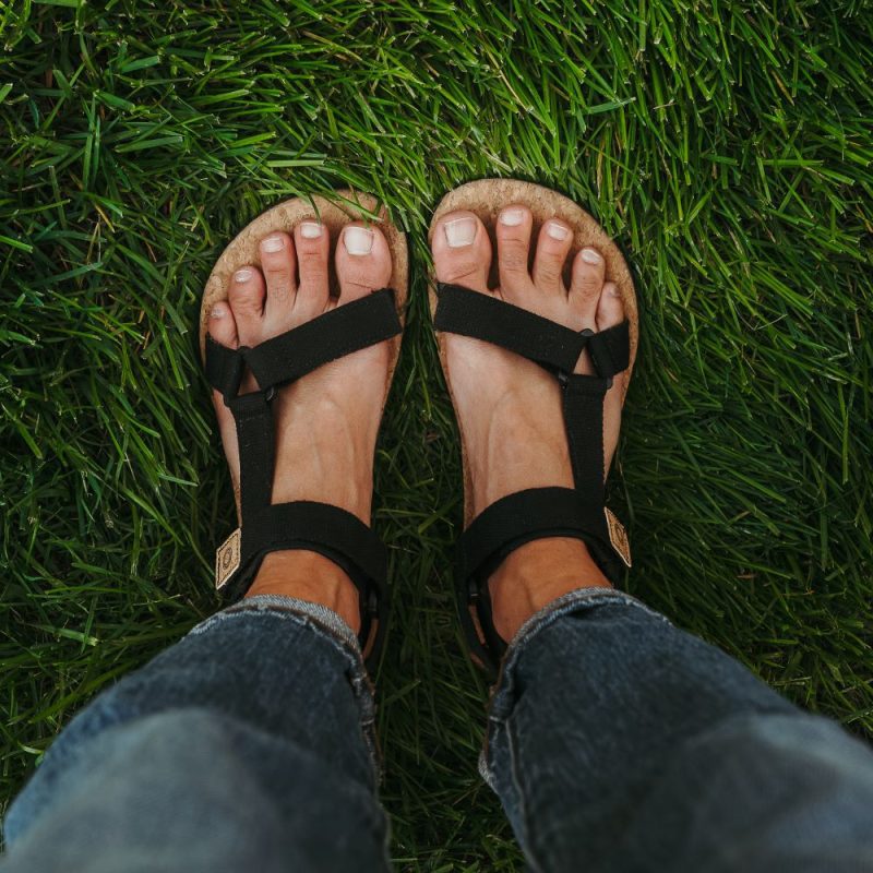 mukishoes solstice black top down styled on foot rotated