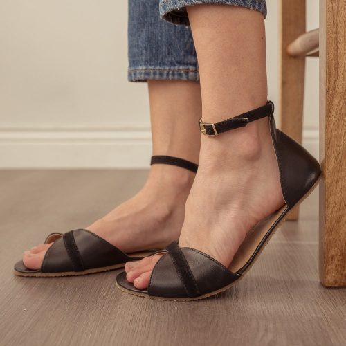 shapen petal black left side styled on foot