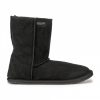 A photo of Zeezoo Dingo made with suede, sheepskin, and rubber soles. The boots are black with an ugg style look. Right boot is shown from the right side against a white background. #color_black