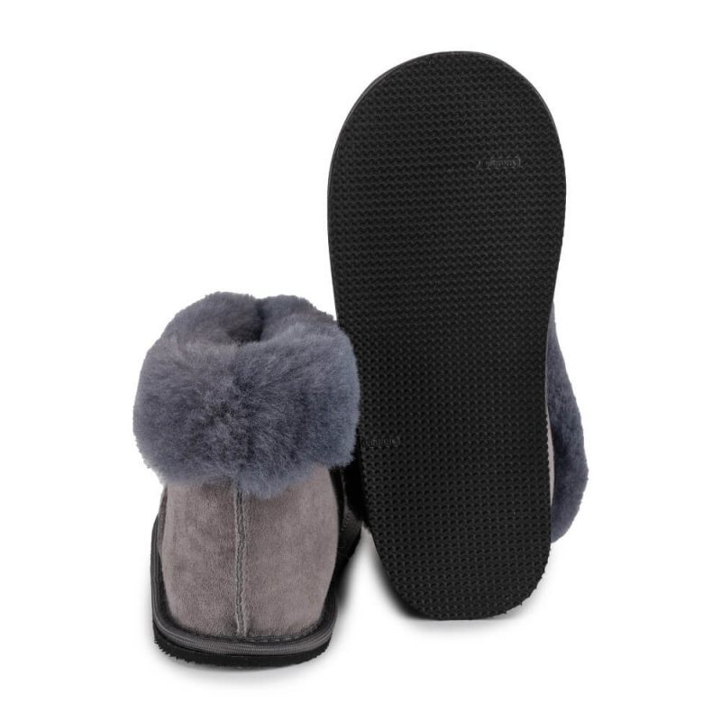 zeazoo shaun sheepskin slipper grey back sole